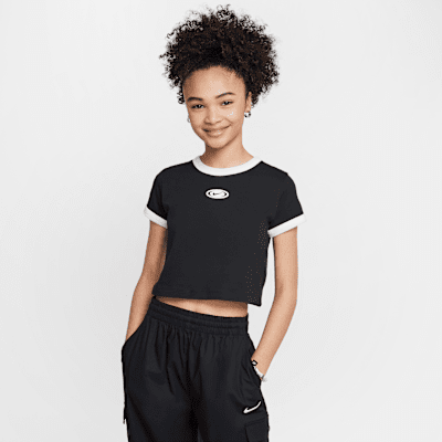 【K-girls】 Nike Sportswear Big Kids' (Girls') Cropped T-Shirt. Nike.com